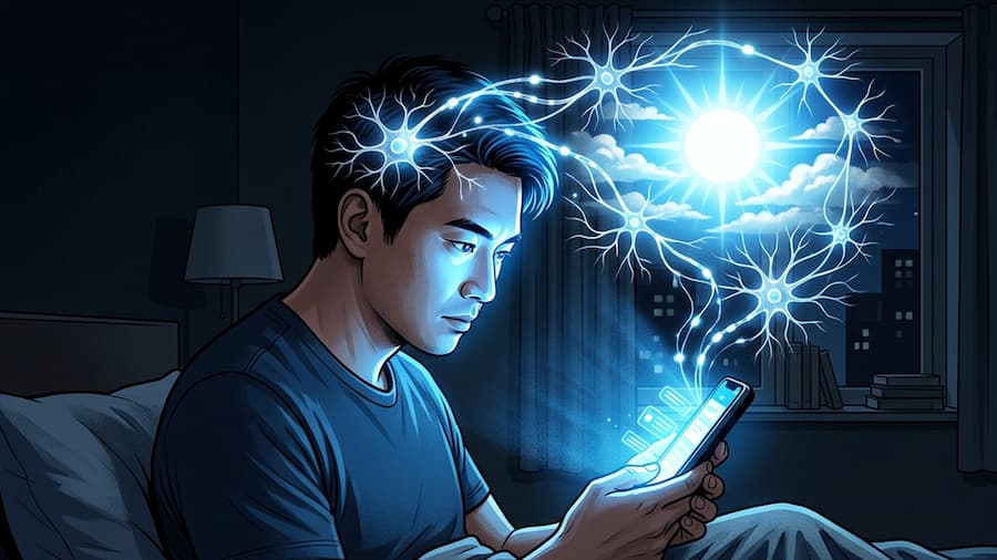 睡前滑手機干擾睡意，大腦可能誤以為還在白天