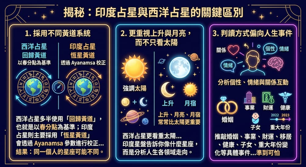 印度星盤是什麼？和西洋占星有什麼不同？