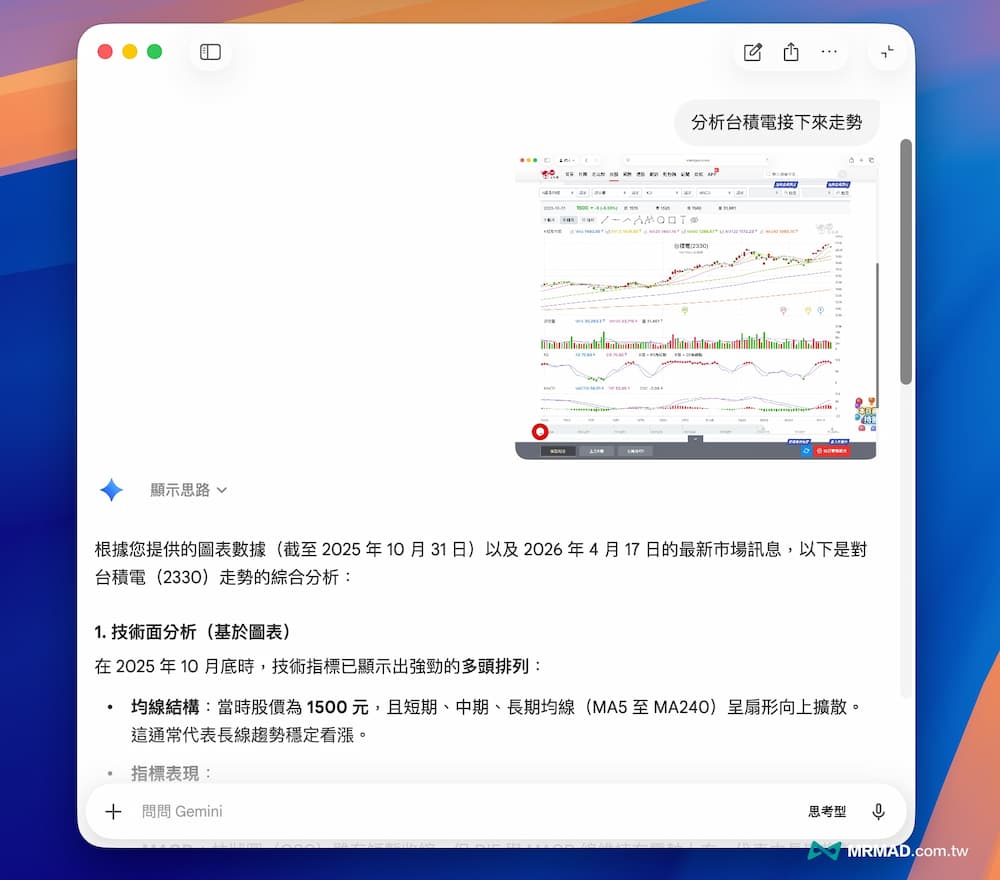Gemini Mac 桌面版教學技巧二：螢幕或視窗資訊分析 1
