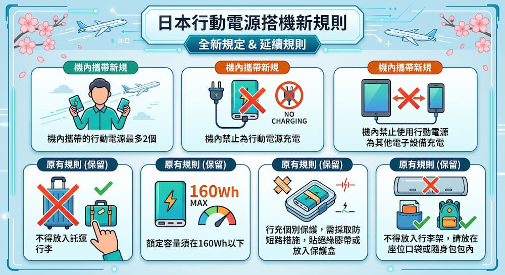 2026 日本航線行動電源新舊規定差異