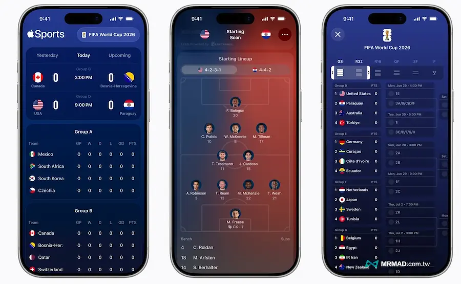 用Apple Sports App追蹤世界盃FIFA分組與淘汰賽視圖 1