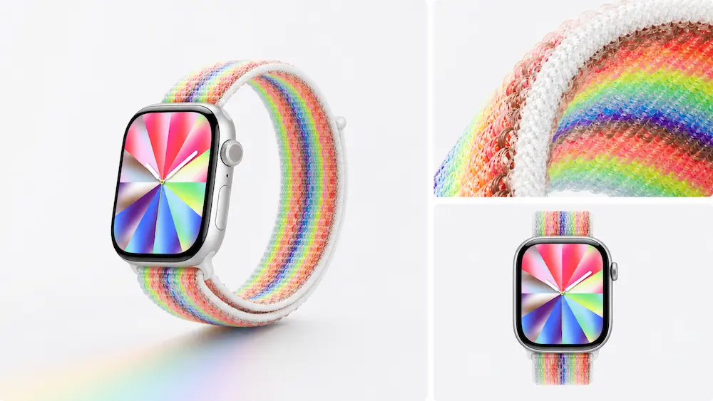 11 色Apple Watch驕傲彩虹編織設計，強調層次與流動感