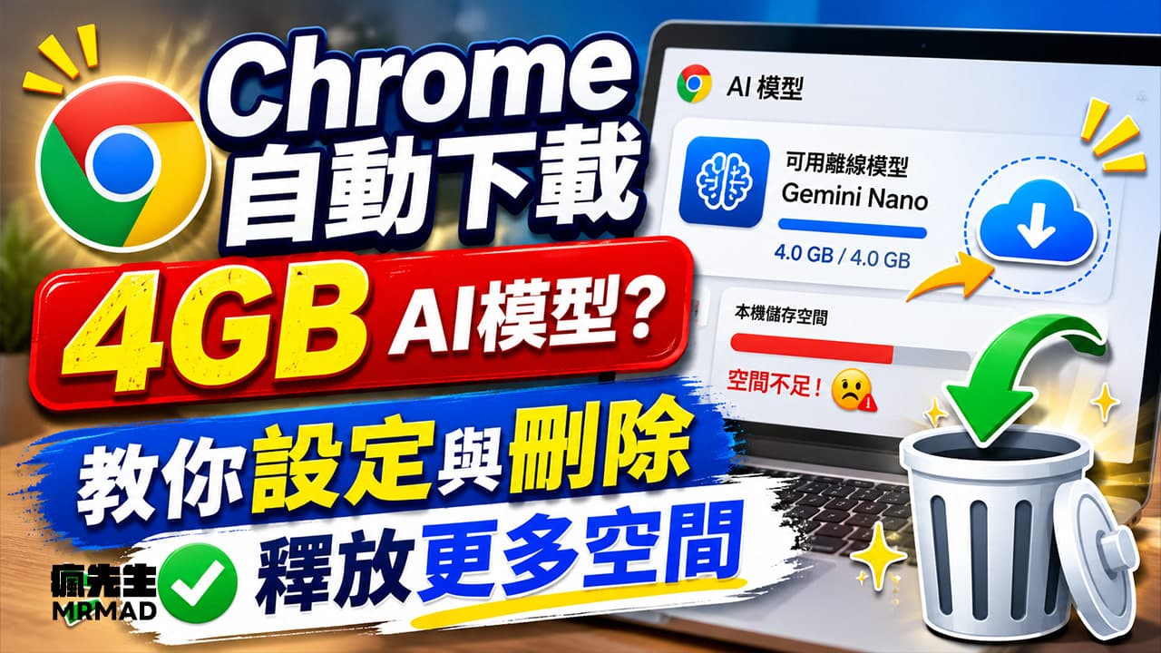 Chrome自動下載4GB AI模型?教你設定與刪除釋放更多空間