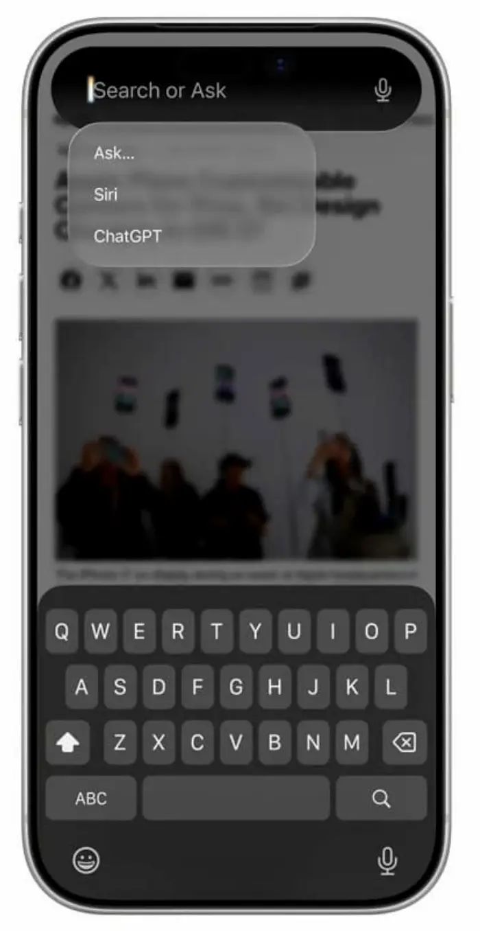 iOS 27 Siri 亮點3:搜尋或提問 AI 搜尋入口