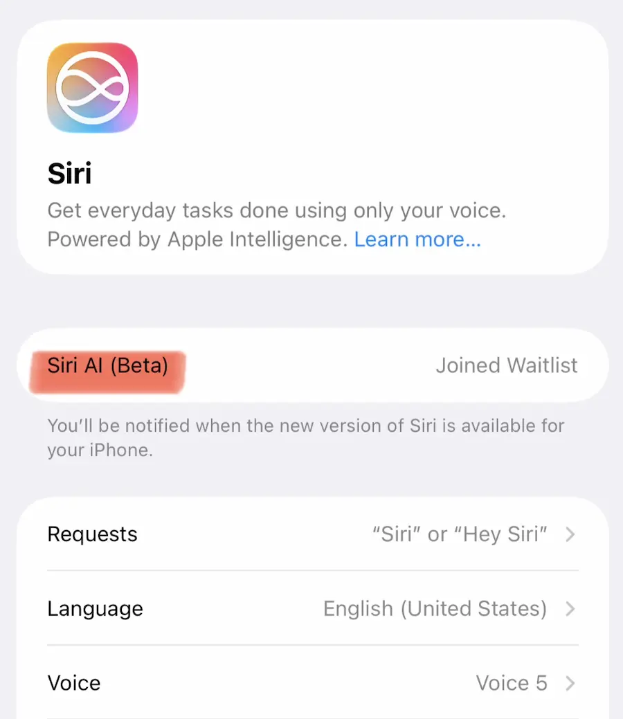 Siri 設定新增更多自訂選項