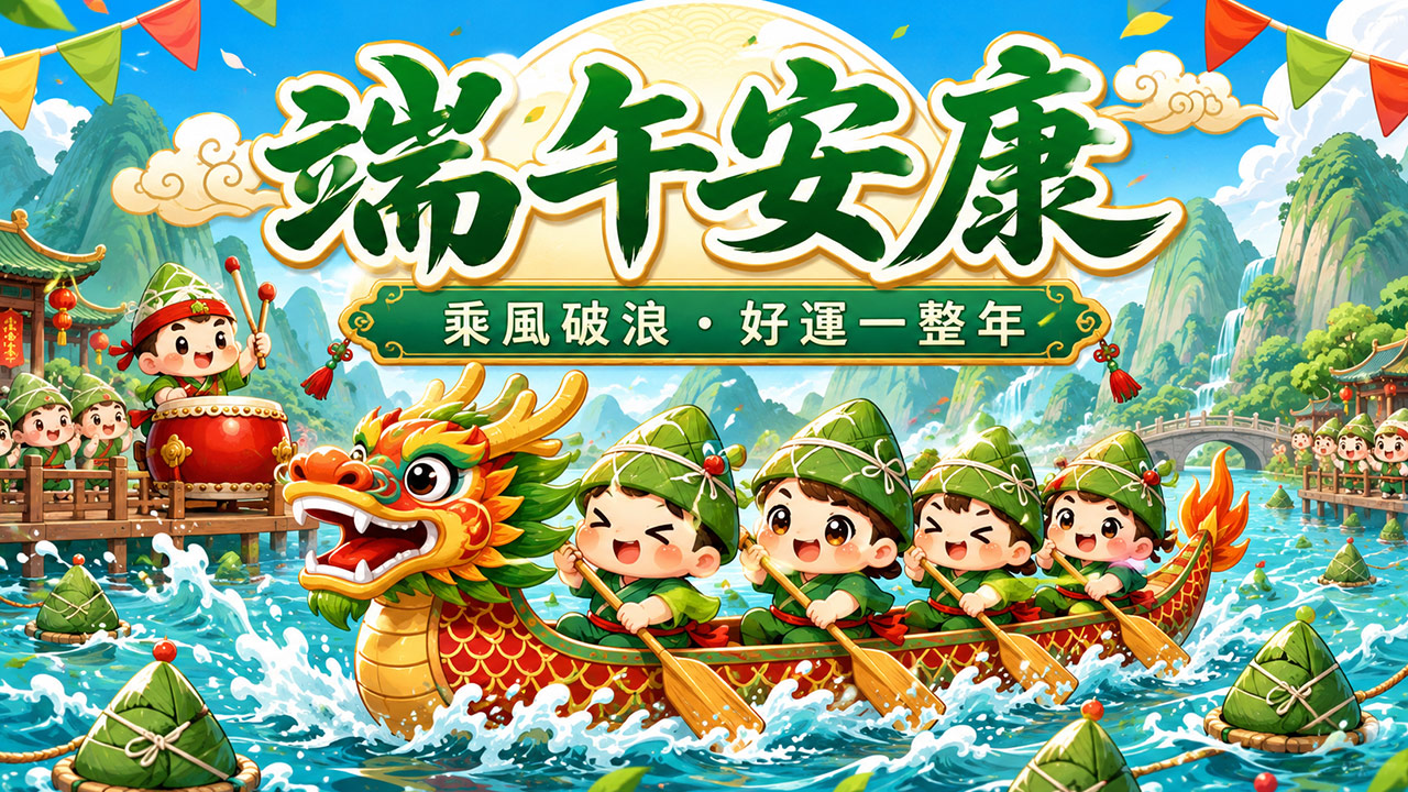 端午節貼圖免費下載》2026端午節長輩圖、快樂圖案q版+創意諧音祝福詞整理
