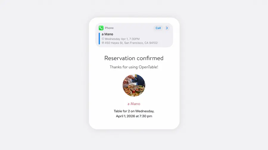 日曆與電話 App 無縫感知