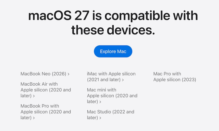 macos 27 supported devices dropped macs a1