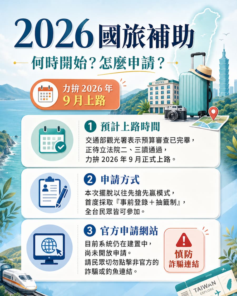 國旅補助2026何時開始？怎麼申請？