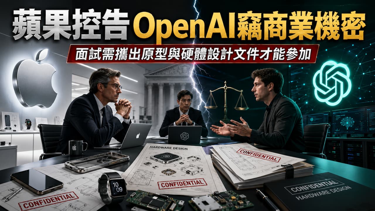 蘋果控告OpenAI竊商業機密!面試需攜原型與硬體設計文件才能參加