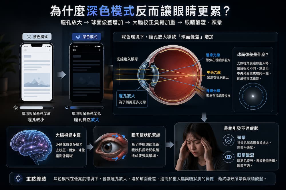 為什麼深色模式更傷眼睛?醫師揭密兩大關鍵原因 1