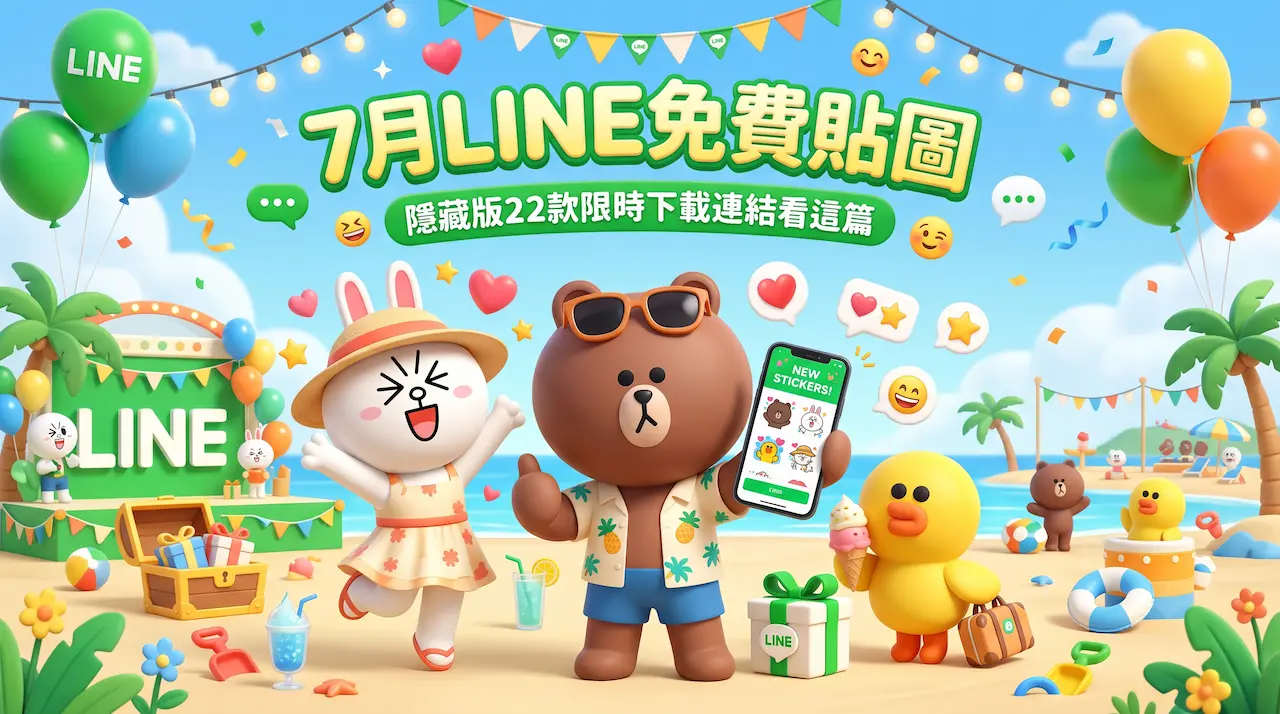 7月LINE免費貼圖又來了!隱藏版22款限時下載連結看這篇
