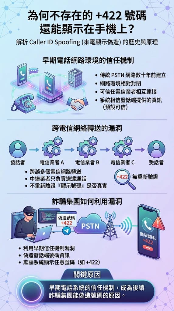 為何不存在的 +422 號碼還能顯示在手機上?