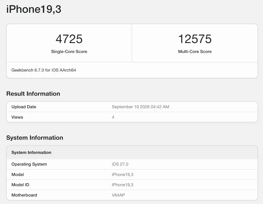 A20 Pro Geekbench跑分單核心突破4700分！效能核心時脈逼近5GHz 1