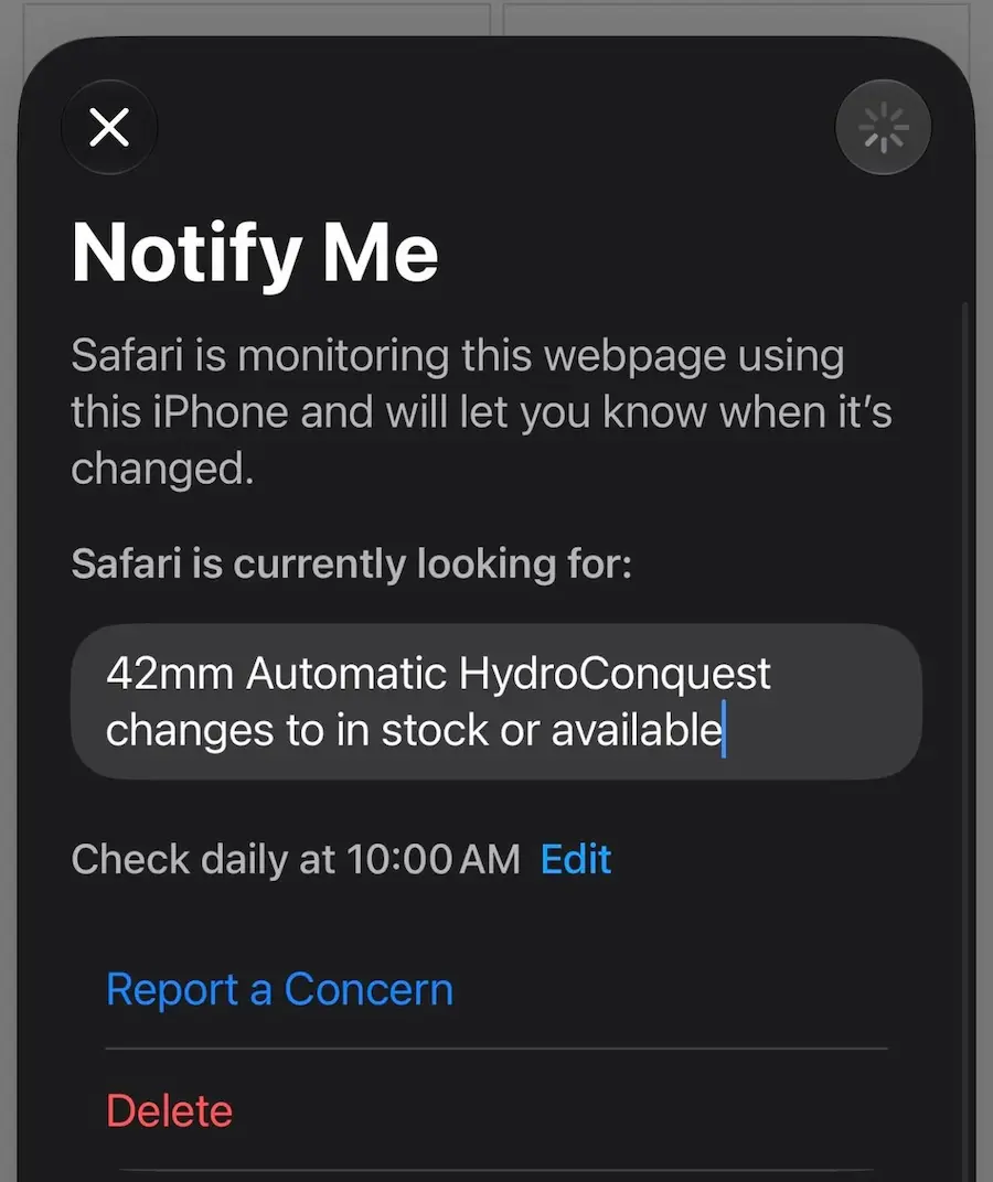 Safari「通知我」自動監控網頁變化