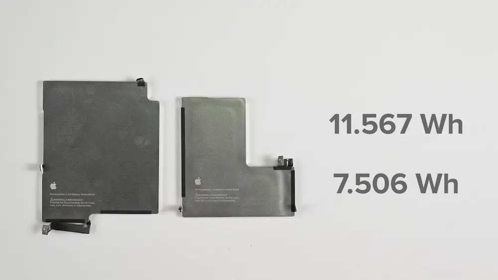 深度iPhone Duo拆解亮點9：雙鋼殼電池幾乎把機身空間塞滿 1