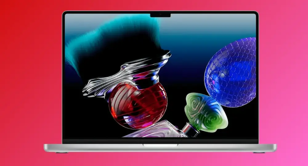 OLED MacBook Pro 玻璃與金屬抽象桌布下載