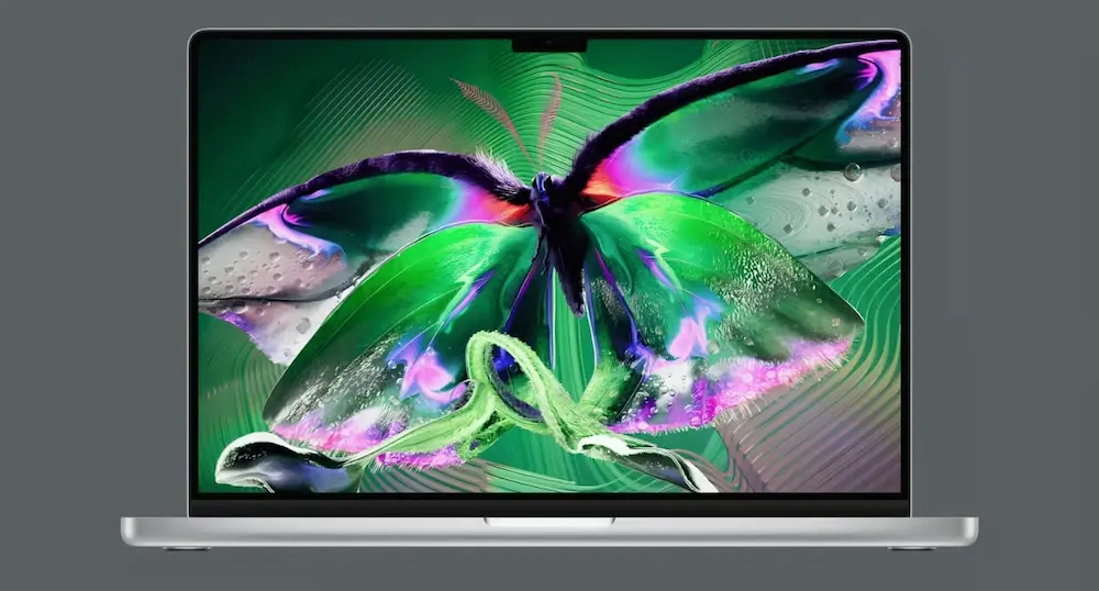 OLED MacBook Pro 發光綠色蝴蝶桌布下載